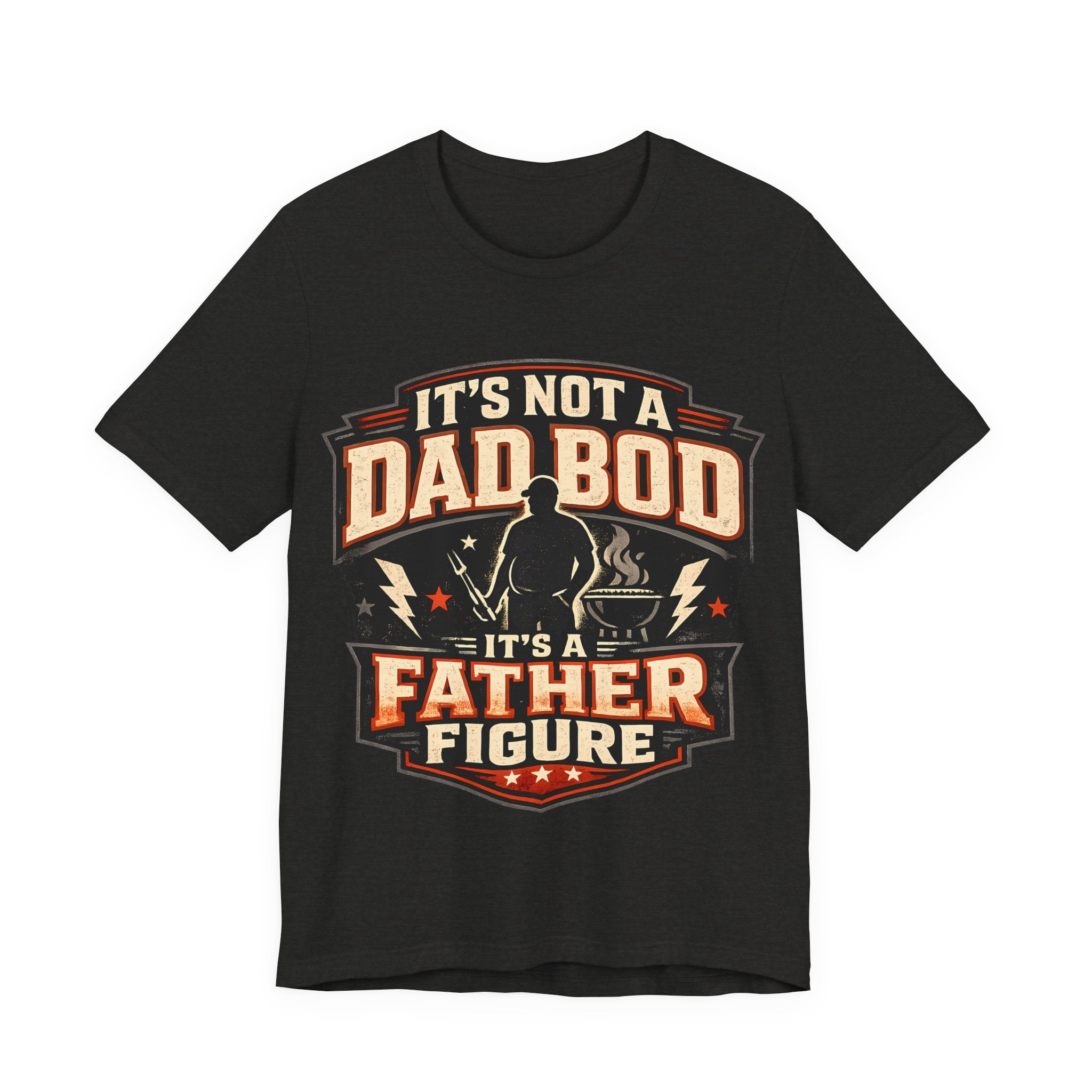 Black heather t-shirt with 'It's Not a Dad Bod' graphic design