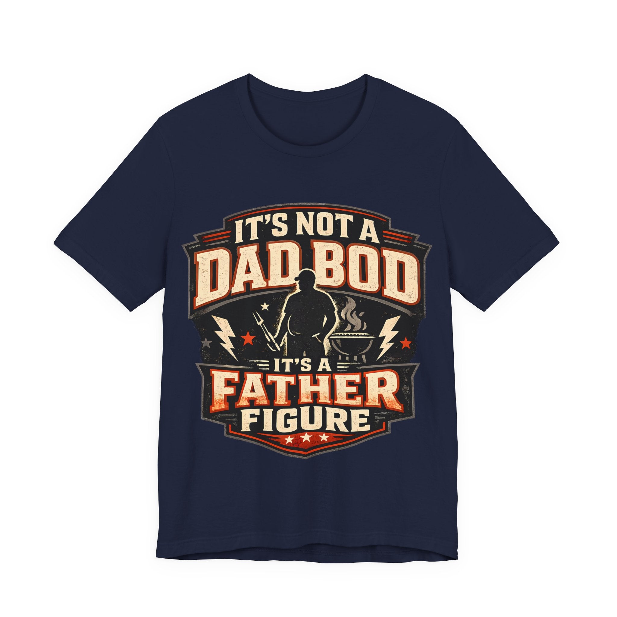 Navy t-shirt with 'It's Not a Dad Bod' graphic design