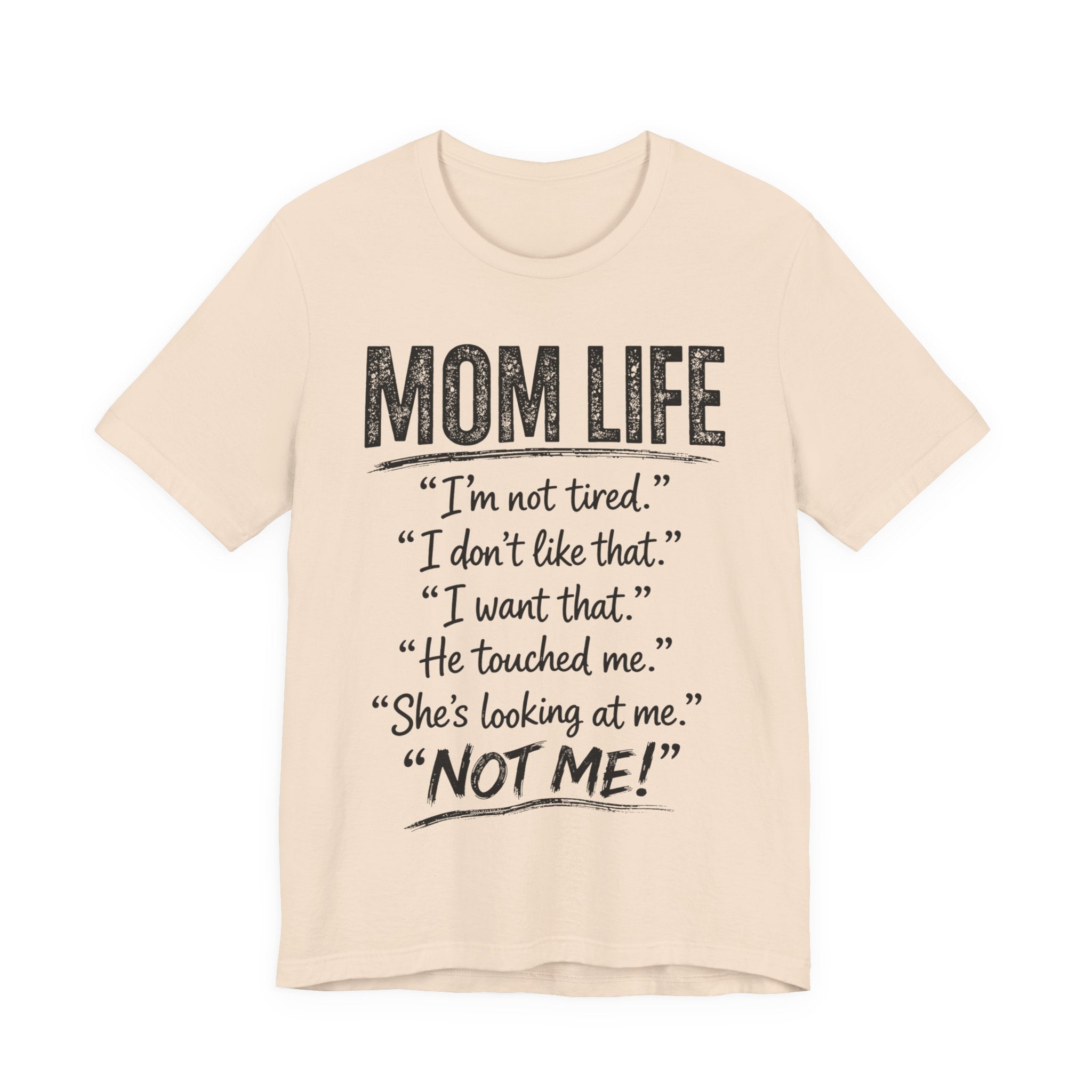 Soft Cream t-shirt with "Mom Life" text.