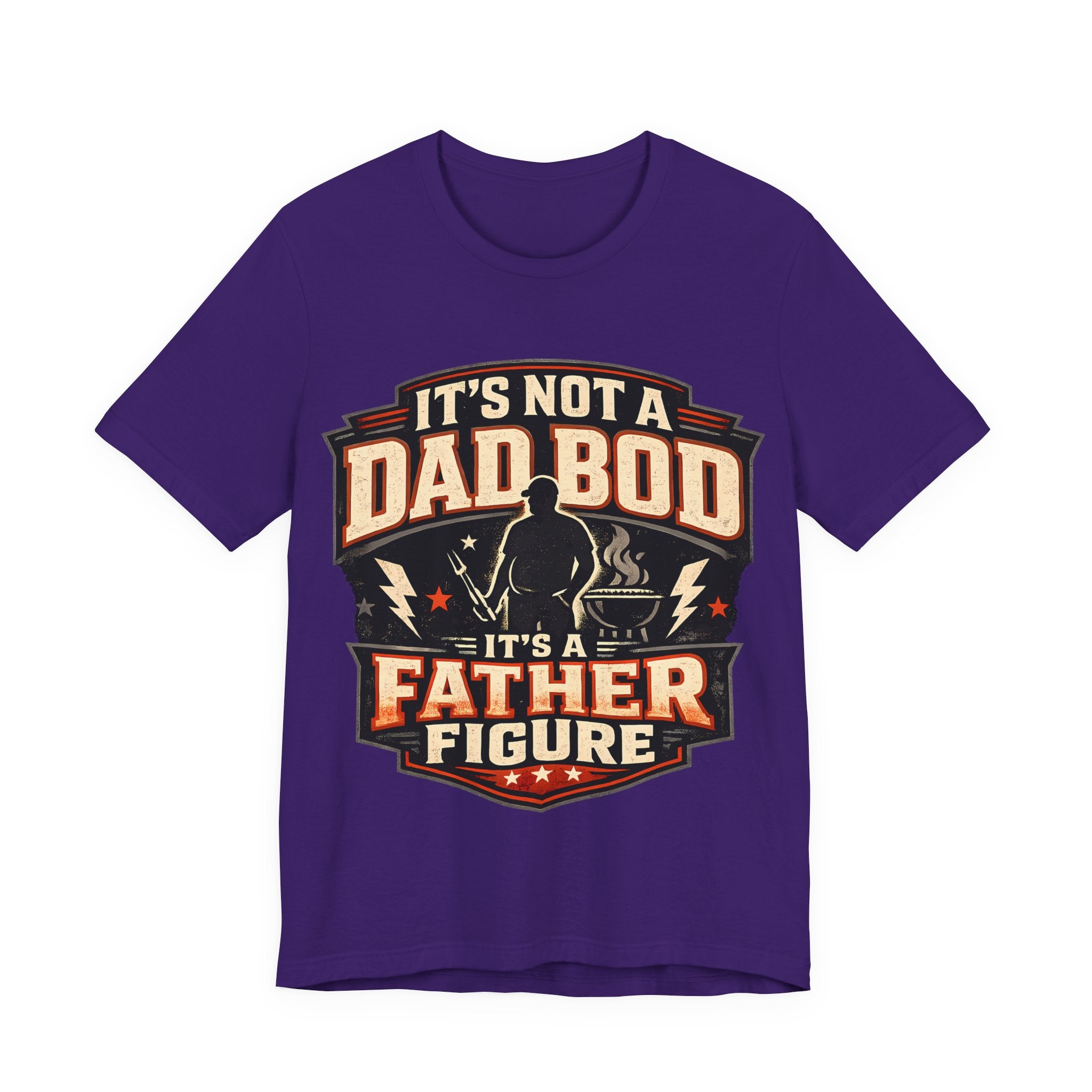 Purple t-shirt with 'It's Not a Dad Bod' graphic design